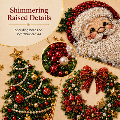 🎄  Premium 3D Pearl Christmas Diamond Painting Art Kit | Luxury Flocked Canvas with Scratch-Resistant Non-Fading Pearl Beads DIY Holiday Decor 🎅⛄️❄️