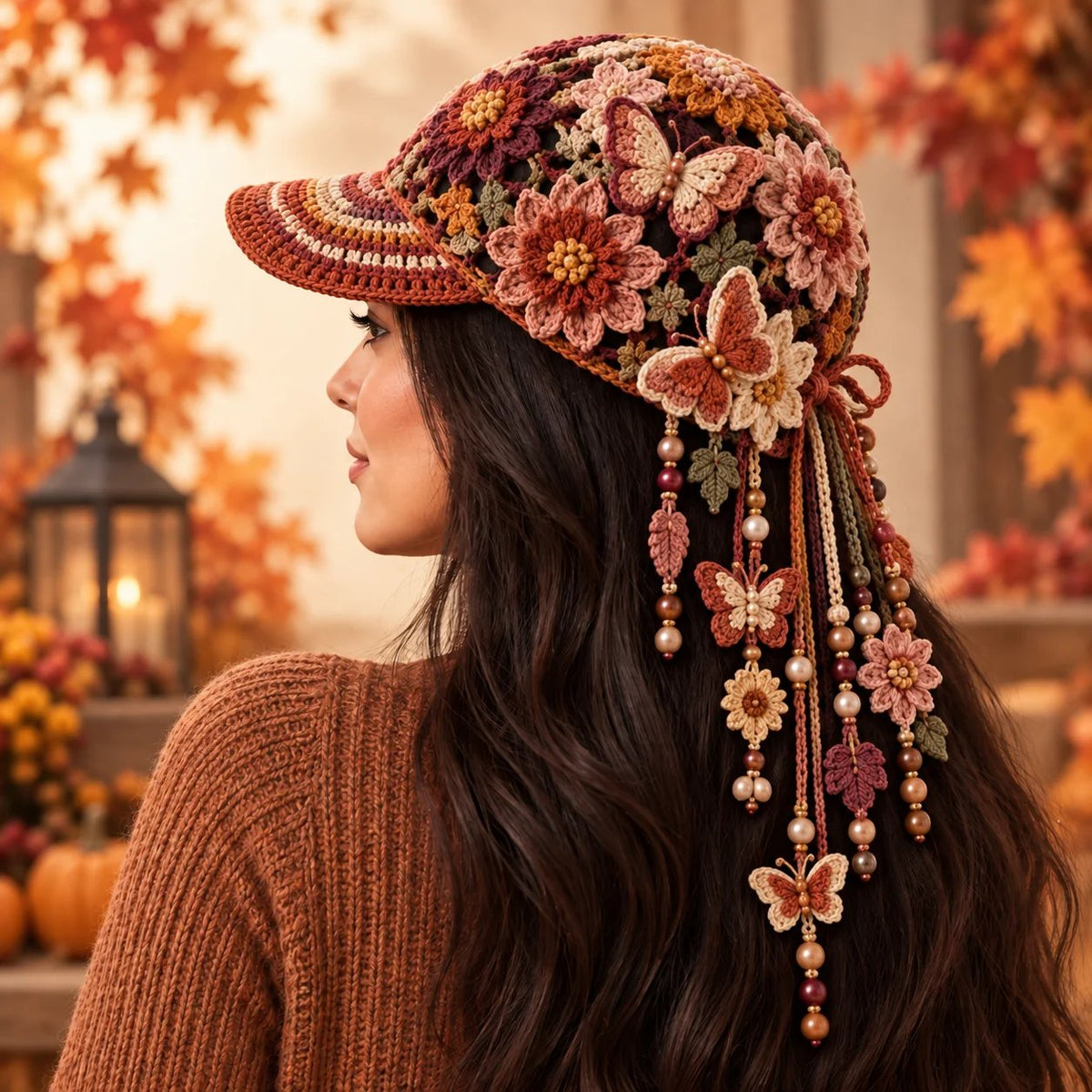 Women’s Handmade Crochet Autumn Baseball Cap