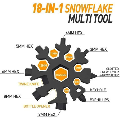 ❄️ 18-in-1 Snowflake Multi Tool Xmas Stainless Steel Snowflake Bottle Opener/Flat Cross Screwdriver Kit/Wrench Durable and Portable to Take Great Christmas gift