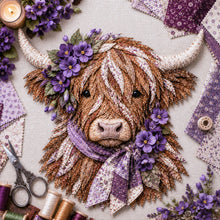 Birth Flower Highland Cow Fabric Art Diy Kit