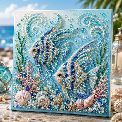 Ocean Theme Pearl Art DIY Kit | 3D Sparkling Coastal Wall Decor