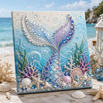 Ocean Theme Pearl Art DIY Kit | 3D Sparkling Coastal Wall Decor