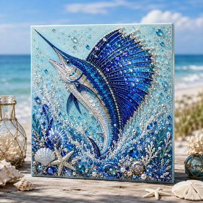 Ocean Theme Pearl Art DIY Kit | 3D Sparkling Coastal Wall Decor