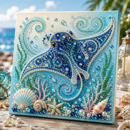 Ocean Theme Pearl Art DIY Kit | 3D Sparkling Coastal Wall Decor