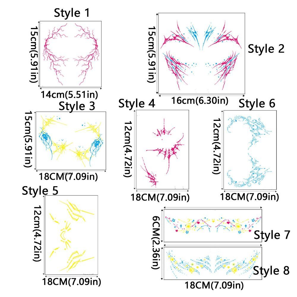 Halloween Glow in the Dark Face Tattoos – 3 Color UV Neon